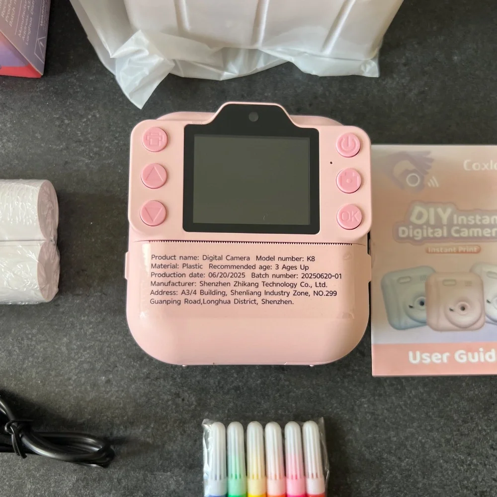 Kids Instant Print Camera – Coxlame Pink Digital Camera, New, 64GB SD, Stickers,